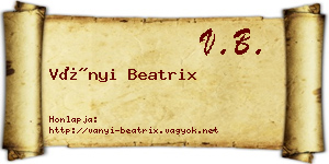 Ványi Beatrix névjegykártya